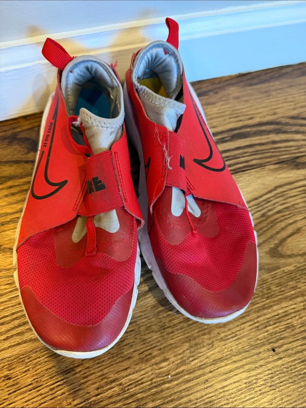 Nike Red and Gray Kids Slip-On Sneakers Size 4